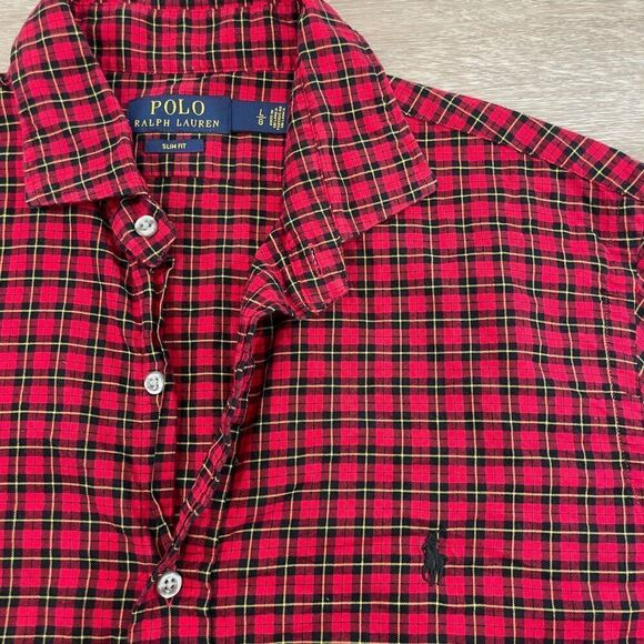 Polo by Ralph Lauren Red Plaid Casual Button Down Shirt - Picture 2 of 8